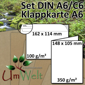 DIN A6 Klappkarte - Kraftpapier - 14,8 x 10,5 cm - 350...