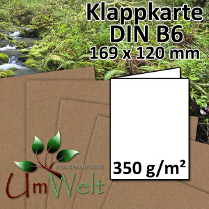 DIN B6 Klappkarte - Kraftpapier - 16,9 x 12,0 cm - 350...