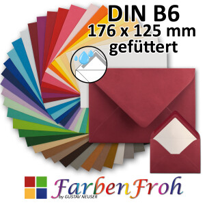 DIN B6 Briefumschlag - mit Seidenfutter - spitze Klappe -...
