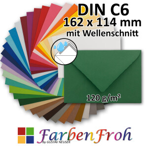 DIN C6 Briefumschlag - mit Wellenschnitt - spitze Klappe...