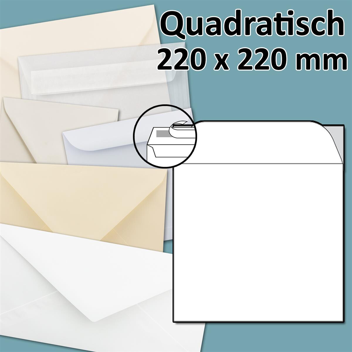Cranberry Briefumschläge Quadratisch – 105x105 Mm, Weiß, 100 G/m², Gummiert, 50 Stück, Für Einladungen & Grußkarten