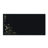 25x Briefumschläge mit Metallic Sternen - DIN Lang - Gold geprägter Sternenregen - Farbe: Schwarz - Nassklebung - 120 g/m² - 110 x 220 mm - ideal für Weihnachten