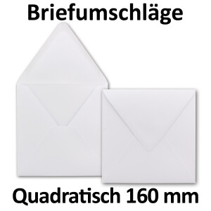 75x Briefumschläge Quadratisch 160 x 160 mm - Weiss - 120 Gramm pro m² - 16,0 x 16,0 cm - Nassklebung - Für ganz besondere Anlässe - Marke: GUSTAV NEUSER