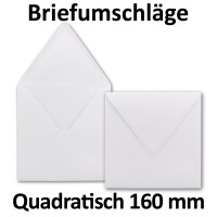 75x Briefumschläge Quadratisch 160 x 160 mm - Weiss - 120 Gramm pro m² - 16,0 x 16,0 cm - Nassklebung - Für ganz besondere Anlässe - Marke: GUSTAV NEUSER