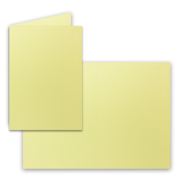 100x Falt-Karten DIN A6 in Zitronengelb - 10,5 x 14,8 cm - Blanko - Doppel-Karten - 240 g/m²