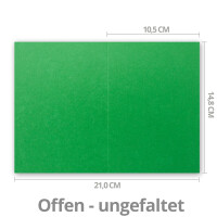 100x Falt-Karten DIN A6 in Grün - 10,5 x 14,8 cm - Blanko - Doppel-Karten - 240 g/m²