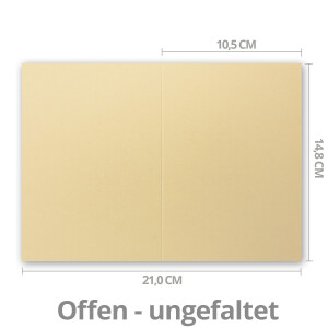 100x Falt-Karten DIN A6 in Karamel - 10,5 x 14,8 cm - Blanko - Doppel-Karten - 240 g/m²