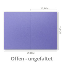 75x Falt-Karten DIN A6 in Violett (Lila) - 10,5 x 14,8 cm - Blanko - Doppel-Karten - 240 g/m²