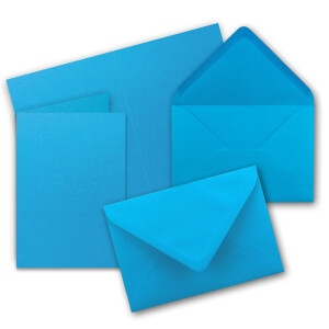 10x Faltkarten Set mit Briefumschlägen DIN A6 / C6 - Azurblau (Blau) - 14,8 x 10,5 cm (105 x 148) - Doppelkarten Set - Serie FarbenFroh