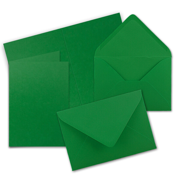 10x Faltkarten Set mit Briefumschlägen DIN A6 / C6 - Tannengrün (Grün) - 14,8 x 10,5 cm (105 x 148) - Doppelkarten Set - Serie FarbenFroh