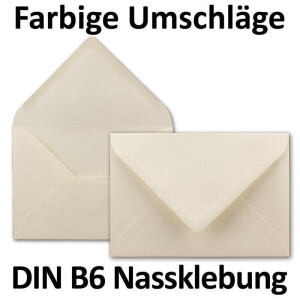 500x Brief-Umschläge in Vanille - 80 g/m² - Kuverts in DIN B6 Format 12,5 x 17,6 cm - Nassklebung ohne Fenster