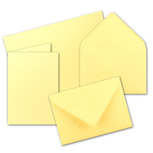 Faltkarten SET mit Brief-Umschlägen DIN A6 / C6 in Zitronengelb - 25 Sets - 14,8 x 10,5 cm - Premium Qualität - Serie FarbenFroh