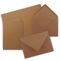 Faltkarten SET mit Brief-Umschlägen DIN A6 / C6 in Kastanienbraun - 25 Sets - 14,8 x 10,5 cm - Premium Qualität - Serie FarbenFroh