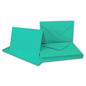 Faltkarten SET mit Brief-Umschlägen DIN A6 / C6 in Pazifikblau - 25 Sets - 14,8 x 10,5 cm - Premium Qualität - Serie FarbenFroh