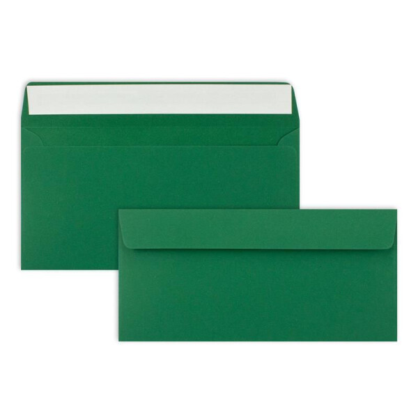 500 Brief-Umschläge DIN Lang - Dunkel-Grün - 110 g/m² - 11 x 22 cm - sehr formstabil - Haftklebung - Qualitätsmarke: FarbenFroh by GUSTAV NEUSER