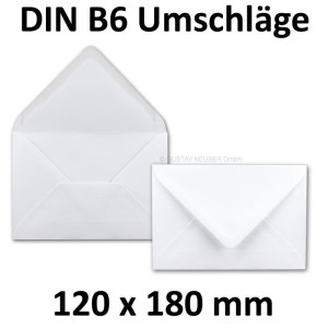 Briefumschlag DIN B6 120 x 180 mm in Wei&szlig;...