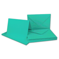 Faltkarten SET mit Brief-Umschlägen DIN A6 / C6 in Pazifikblau - 200 Sets - 14,8 x 10,5 cm - Premium Qualität - Serie FarbenFroh