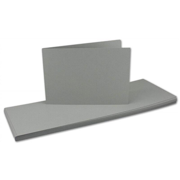 100x Falt-Karten DIN A6 Langdoppel-Karten - Graphit - Dunkelgrau -10,5 x 14,8 cm - blanko quer-doppelte Faltkarten - FarbenFroh by Gustav Neuser®
