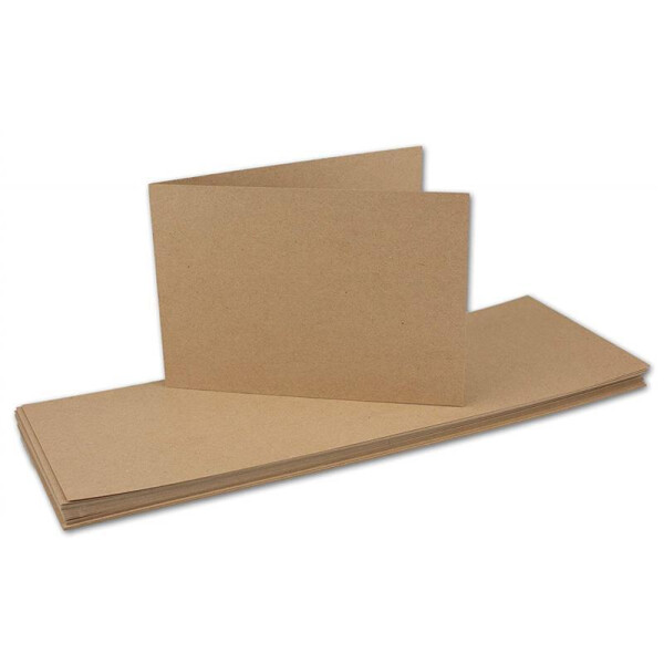 100x Falt-Karten DIN A6 Langdoppel-Karten - Sandbraun - Kraftpapier -10,5 x 14,8 cm - blanko quer-doppelte Faltkarten - FarbenFroh by Gustav Neuser®