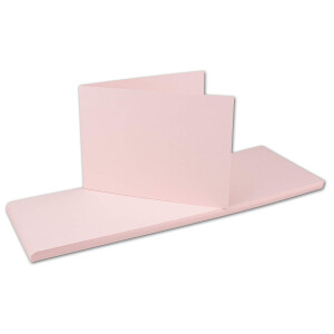75x Falt-Karten DIN A6 Langdoppel-Karten - Rosa -10,5 x 14,8 cm - blanko quer-doppelte Faltkarten - FarbenFroh by Gustav Neuser®