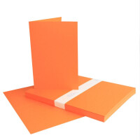 25 Faltkarten-Sets - Orange - 12 x 17 cm - DIN B6 Klapp-Karten mit Briefumschläge Orange gefüttert - inklusive Einleger