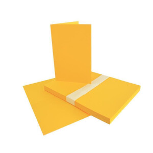 200 Faltkarten-Sets - Honiggelb - 12 x 17 cm - DIN B6 Klapp-Karten mit Briefumschläge Honiggelb gefüttert - inklusive Einleger