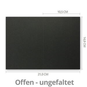 50x Falt-Karten DIN A6 in Schwarz - 10,5 x 14,8 cm - Blanko - Doppel-Karten - 220 g/m²