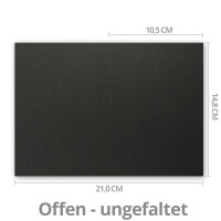 50x Falt-Karten DIN A6 in Schwarz - 10,5 x 14,8 cm - Blanko - Doppel-Karten - 220 g/m²
