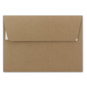 150x Briefumschläge DIN C6 Kraftpapier - Braun - Vintage Recycling Kuverts mit Haftklebung - 114 x 162 mm