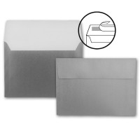 250x Briefumschläge DIN C5 Silber Metallic - 16,2 x 22,9 cm - Haftklebung - glänzende Kuverts für große Einladungen und Karten zum Geburtstag oder Hochzeit