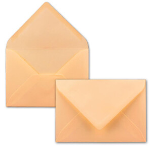 100x kleine Umschläge in Aprikose DIN C7 8,1 x 11,4 cm mit Spitzklappe und Nassklebung in 110 g/m² - kleiner blanko Mini-Umschlag