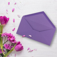 50 Brief-Umschläge Violett DIN Lang - 110 x 220 mm (11 x 22 cm) - Nassklebung ohne Fenster - Ideal für Einladungs-Karten - Serie FarbenFroh
