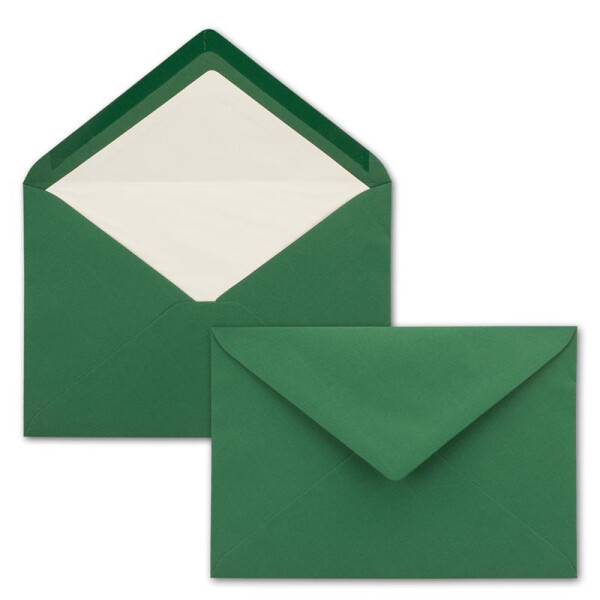 300x Brief-Umschläge C5 - Dunkel-Grün - gefüttert mit weißem Seidenpapier - 110 g/m² - 22,9 x 15,5 cm - Nassklebung