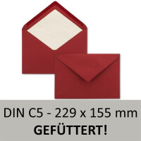 700x Brief-Umschläge C5 - Dunkel-Rot - gefüttert m