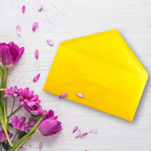 75 Brief-Umschläge Honig-Gelb DIN Lang - 110 x 220 mm (11 x 22 cm) - Nassklebung ohne Fenster - Ideal für Einladungs-Karten - Serie FarbenFroh