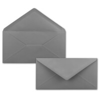 75 Brief-Umschläge Dunkel-Grau / Graphit DIN Lang - 110 x 220 mm (11 x 22 cm) - Nassklebung ohne Fenster - Ideal für Einladungs-Karten - Serie FarbenFroh