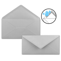 300 Brief-Umschläge Hell-Grau DIN Lang - 110 x 220 mm (11 x 22 cm) - Nassklebung ohne Fenster - Ideal für Einladungs-Karten - Serie FarbenFroh