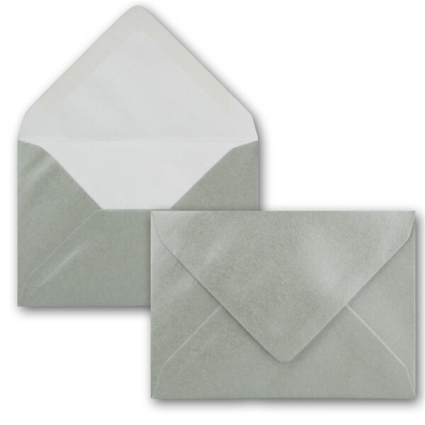 200x kleine Umschläge in Silber Metallic DIN C7 8,1 x 11,4 cm mit Spitzklappe und Nassklebung in 80 g/m² - kleiner blanko Mini-Umschlag