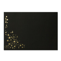 50x Weihnachts-Briefumschläge - DIN C6 - mit Gold-Metallic geprägtem Sternenregen -Farbe: Schwarz - Nassklebung, 120 g/m² - 114 x 162 mm - Marke: GUSTAV NEUSER