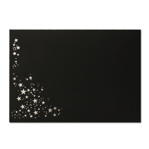 25x Weihnachts-Briefumschläge - DIN C6 - mit Silber-Metallic geprägtem Sternenregen -Farbe: Schwarz - Nassklebung, 120 g/m² - 114 x 162 mm - Marke: GUSTAV NEUSER
