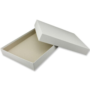 Hochwertige Aufbewahrungs- und Geschenkboxen - 4 Stück- DIN A4 - weiss bezogen - 302 x 213 x 40 mm