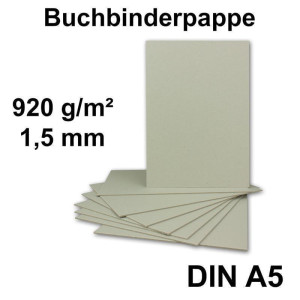 10 Stück Buchbinderpappe DIN A5 - Stärke 1,5 mm ( 0,15 cm ) - Grammatur: 920 g/m² - Format: 21 x 14,8 cm - Farbe: Grau-Braun