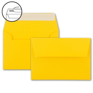 75x Brief-Umschläge B6 - Honiggelb - 12,5 x 17,5 cm - Haftklebung 120 g/m² - breite edle Verschluss-Lasche - hochwertige Einladungs-Umschläge