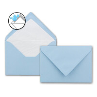 100x Kuverts in Hellblau - Brief-Umschläge in DIN B6 - 12,5 x 17,6 cm geripptes Papier - hochwertiges Seidenfutter für Weihnachten & festliche Anlässe
