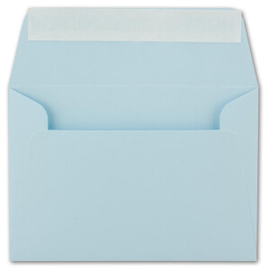 300x Brief-Umschläge B6 - Hellblau - 12,5 x 17,5 cm - Haftklebung 120 g/m² - breite edle Verschluss-Lasche - hochwertige Einladungs-Umschläge