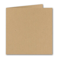 100x Quadratisches Faltkarten SET aus Kraft-Papier in sandbraun 15,7 x 15,7 cm - Doppel-Karten mit Briefumschlägen und Einlegeblättern aus Recycling-Papier - Serie UmWelt