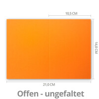 75x Falt-Karten DIN A6 in Orange - 10,5 x 14,8 cm - Blanko - Doppel-Karten - 220 g/m²