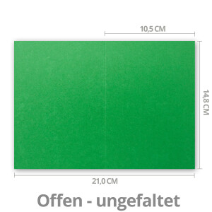 75x Falt-Karten DIN A6 in Grün - 10,5 x 14,8 cm - Blanko - Doppel-Karten - 240 g/m²