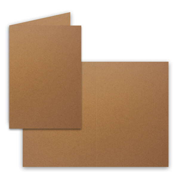 150x Falt-Karten DIN A6 in Kastanienbraun - 10,5 x 14,8 cm - Blanko - Doppel-Karten - 240 g/m²