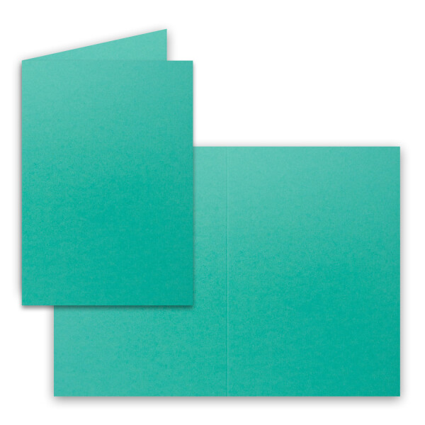 150x Falt-Karten DIN A6 in Pazifikblau - 10,5 x 14,8 cm - Blanko - Doppel-Karten - 240 g/m²